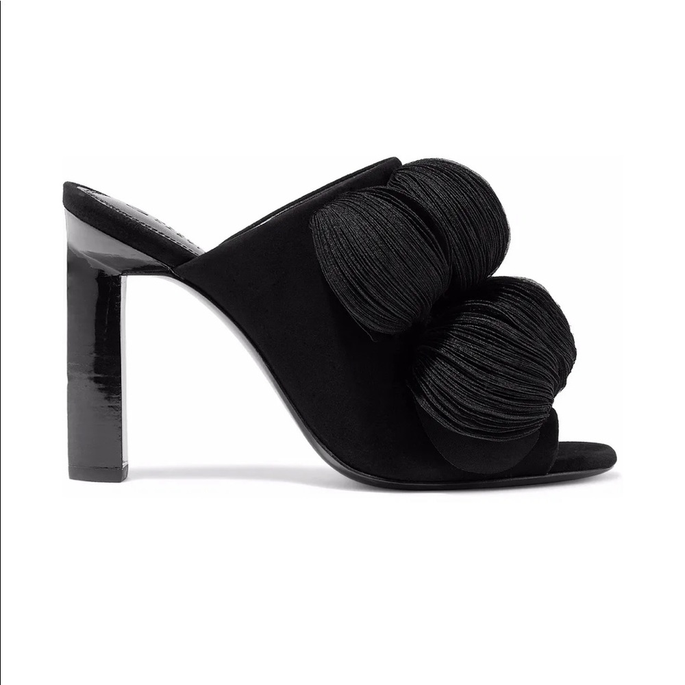 Mercedes Castillo Laine Chiffon-appliquéd suede Mules